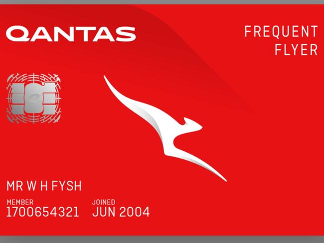 Qantas Frequent Flyer Card example. Picture: Supplied/Qantas.com