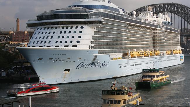 The Ovation of the Seas returned to Australia on Monday morning. Picture: Lisa Maree Williams