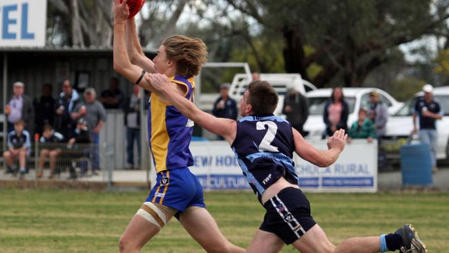 Todd Marshall (left) in action for the Deniliquin Rams. Picture: Aaron Cook