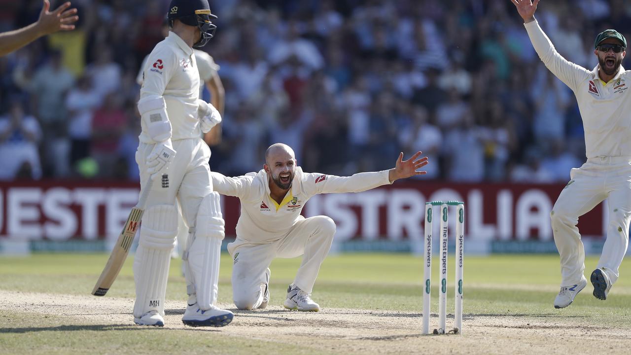 Nathan Lyon desperately appeals for LBW. (Photo by Ryan Pierse/Getty Images)