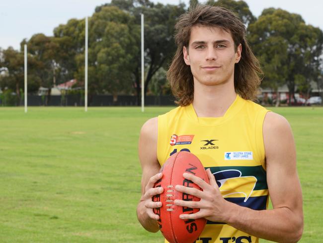 ADELAIDE, AUSTRALIA - NewsWire Photos OCTOBER 22, 2020: AFL draft prospect Caleb Poulter. Picture: NCA NewsWire / Brenton Edwards