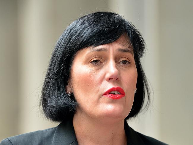 Mental Health Minister Leesa Vlahos address the media at Parliament House on the recent Oakden mental healthy facility scandal.picture: Bianca De Marchi