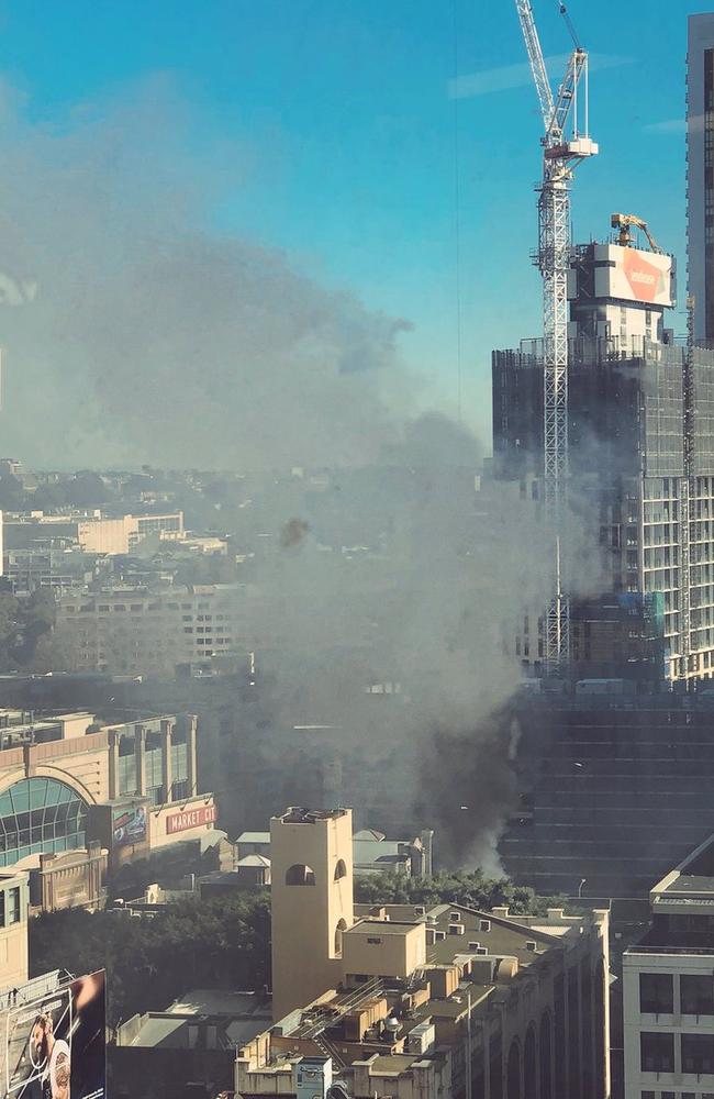 The fire was extinguished by 2pm but fire crews remained at the scene to check nearby buildings for possible damage. Picture: Twitter