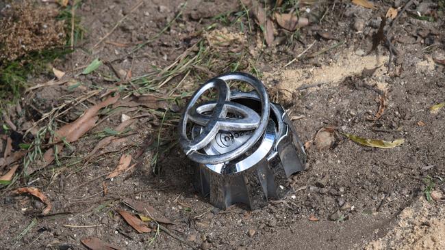 Vehicle detritus at the scene of the double fatal rollover at Somerset, March 11, 2022. Picture: Alex Treacy