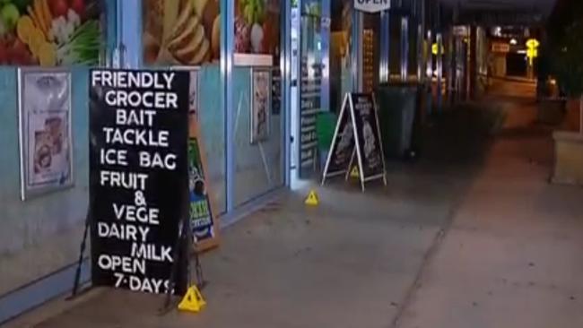 Mr Andrews grabbed a chair from inside a fish and chip shop and ran to confront the woman. Picture: 7 News