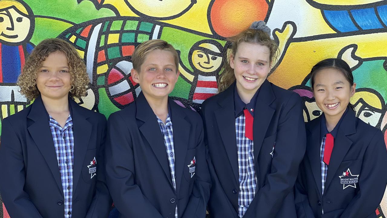 Brightwater State School captains Oscar Tanswell, Brock Milburn, Edelinn Neven and Ella Lee