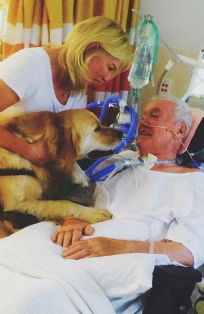 Kerri-Anne Kennerley brings John’s beloved dog Digger to him.