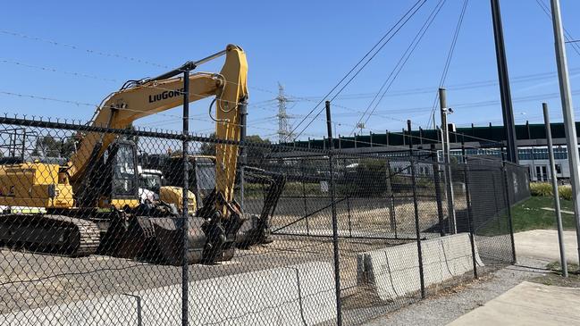 A bobcat at the site of the planned East End mixed used project on Maroondah Highway, Ringwood on March 21, 2022. Picture: Kiel Egging.