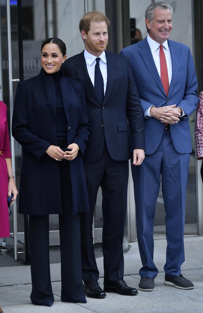 Meghan and Harry with NYC Mayor Bill De Blasio. Picture: Getty Images