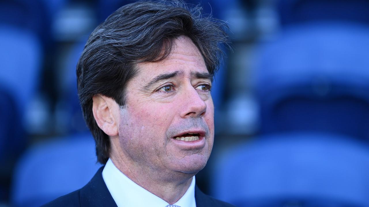 AFL CEO Gillon McLachlan spoke to the media on Tuesday night. Picture: Quinn Rooney/Getty Images