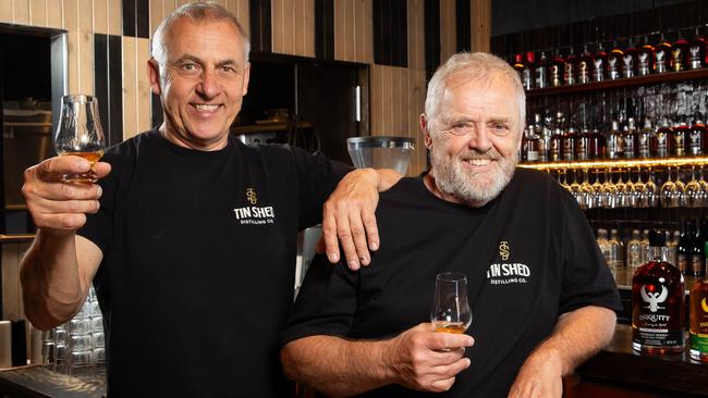 Tin Shed Distilling Co’s new distillery at Nairne, in the Adelaide Hills, opened this weekend. Co-owners  Ian Schmidt and Vic Orlow .  Picture: Jo-Anna Robinson