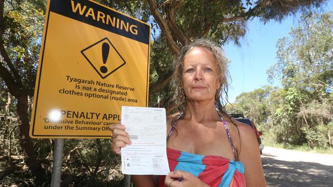 Maxine was fined for swimming nude at Tyagarah Lakes. She thinks the police are going too far with zero tolerance nudity laws. Picture Mike Batterham