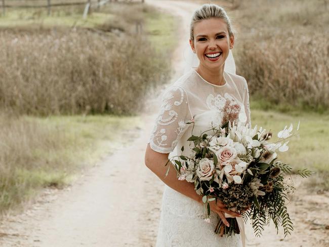 Edwina Bartholomew pictured at her weekend wedding. Picture: Edwina Robertson