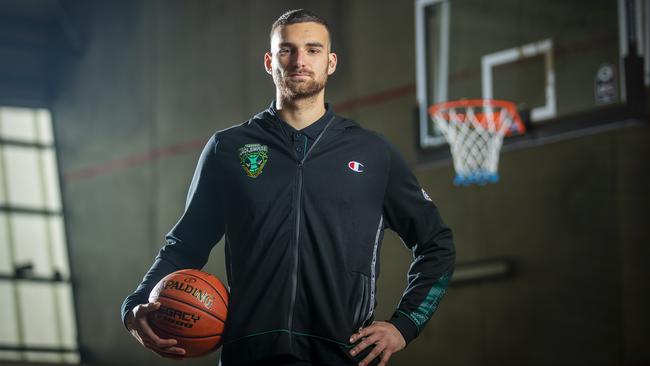 JackJumpers NBL basketball forward Jack McVeigh has arrived in Tasmania. Picture: Richard Jupe