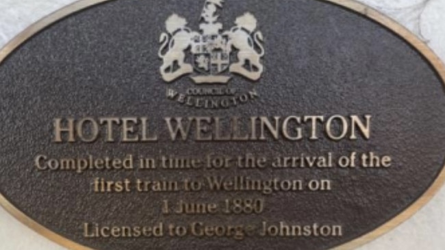 Wellington Hotel signage.