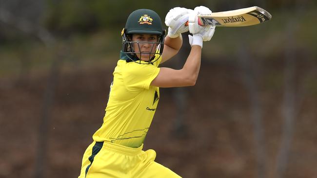 Erin Burns bats during the third Women's T20 match between Australia A and India A in December.