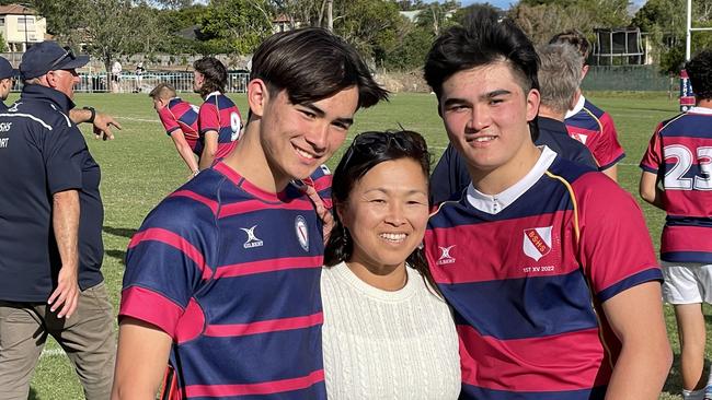 Toshi Butlin, right, with his mother and brother Taiki.