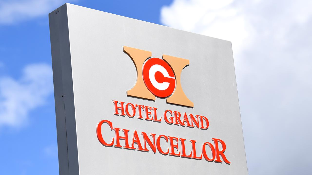 The Hotel Grand Chancellor in Spring Hill, Brisbane will be evacuated after six people linked to the building tested positive to the highly-contagious UK variant of the coronavirus. Picture: NCA NewsWire / Dan Peled