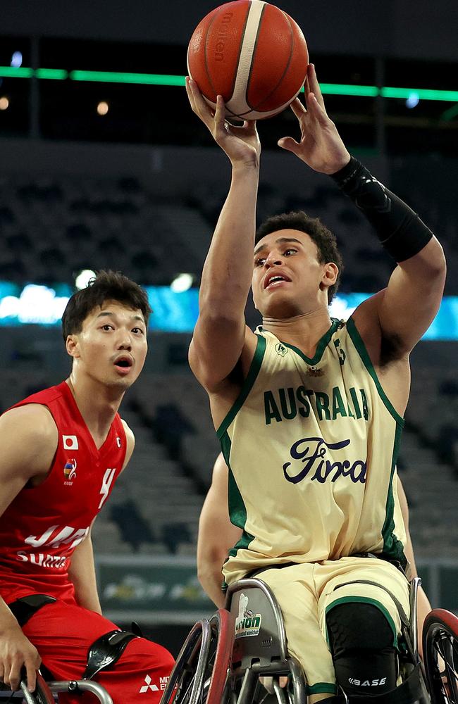 Jaylen Brown of the Australian Rollers during the game between Australia and Team Japan at John Cain Arena on July 05, 2024 in Melbourne, Australia. Picture: Kelly Defina/Getty.