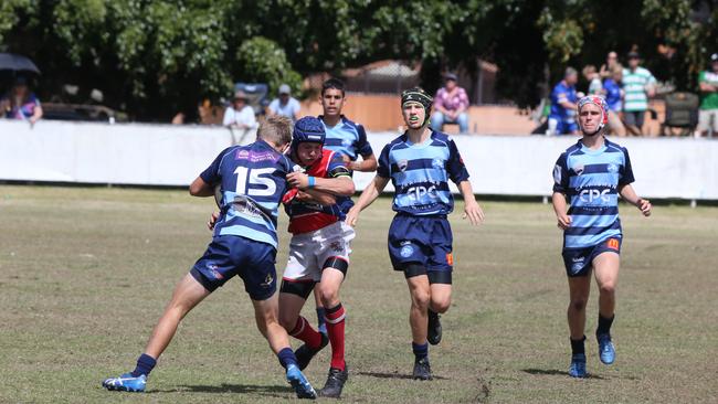 Action galleries of the junior rugby union grand finals, match played at Surfers Paradise Home Ground. Helensvale Hogs Vs Surfers Paradise Dolphins under 13s division. Picture Mike BatterhamAction galleries of the junior rugby union grand finals, match played at Surfers Paradise Home Ground. Helensvale Hogs Vs Bond Uni Pirates under 14s division. Picture Mike Batterham