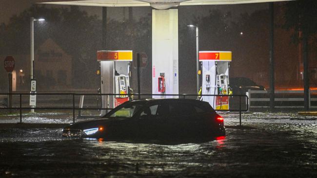 A vehicule is stranded after Hurricane Milton made landfall in Florida in October 2024. Picture: AFP