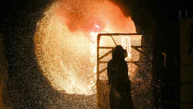 German steel producer Salzgitter. The German economy shrank by 0.1 per cent in the second quarter, as trade conflicts weighed. Picture: AP