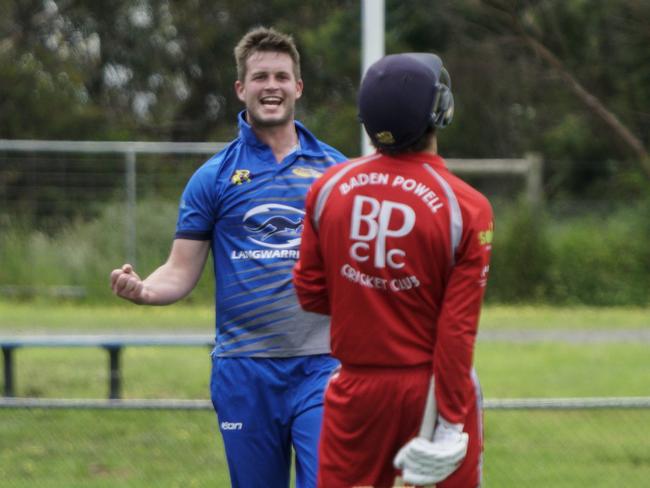 MPCA cricket: Langwarrin v Baden Powell. Jackson Mockett bowling for Langwarrin. Picture: Valeriu Campan