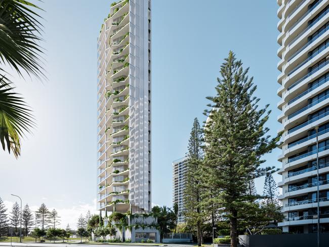 Artist impression of a tower proposed for Cunningham Ave, Main Beach by developer GDI Group. Picture: Supplied