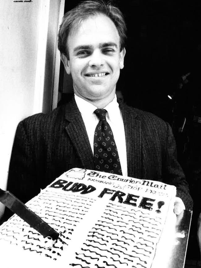 Former Courier-Mail journalist Joe Budd after his press conference at the Jubilee Hotel following his release from prison on March 26, 1992