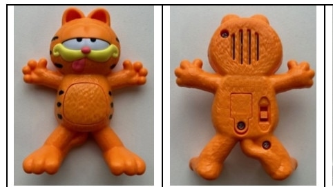 Images of the Garfield toy supplied with Hungry Jack's kids meals in May 2024. Picture: ACCC