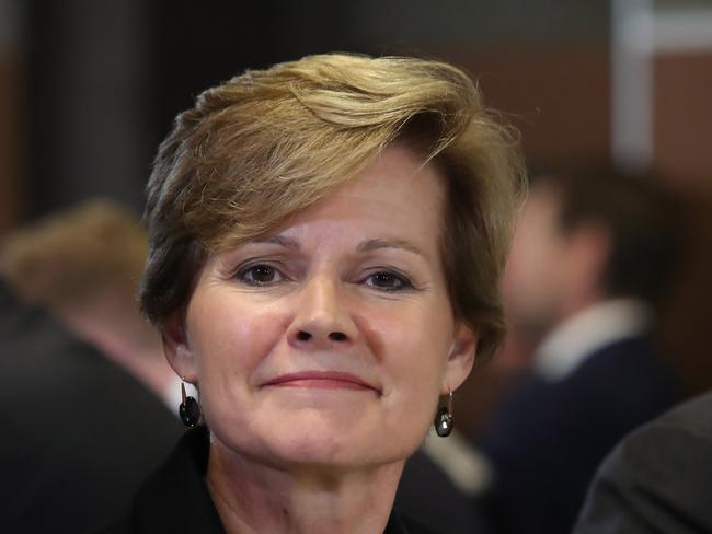 NEWS2019ELECTION16/05/2019. DAY36/Job2Chief Executive of Westpac Institutional Bank, Lyn Cobley.The Prime Minister Scott Morrison on day 36 at the National Press Club in Canberra. His wife Jenny was at the NPC as well.Picture Gary Ramage