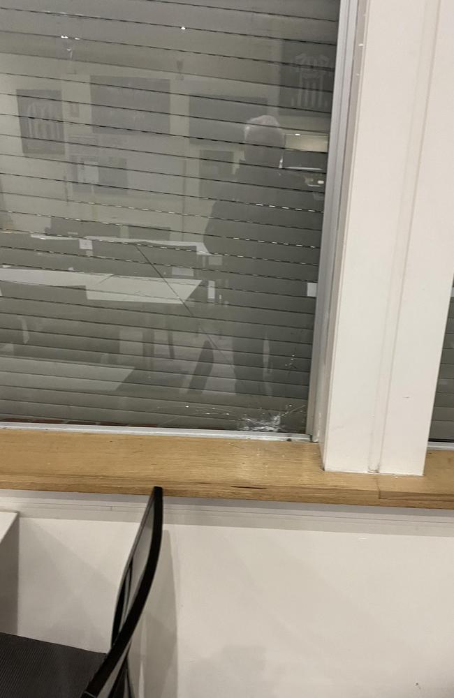 Vandals tried to break into the building by smashing windows. Photo: supplied.