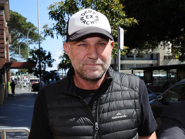 Pictured Leaving Manly Police Station in Sydney is former Australian cricketer Michael Slater who has been arrested on domestic violence charges.Picture: Richard Dobson