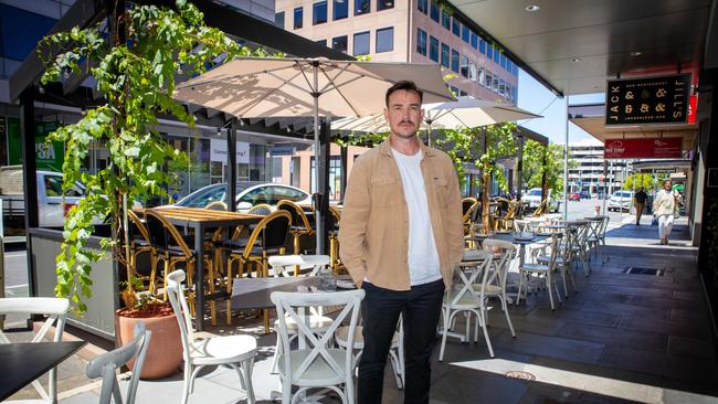 Jack &amp; Jill's Bar and Restaurant owner Tom McLean says he’s been billed more than $36,000 for his parklet on Pirie St. Picture Emma Brasier