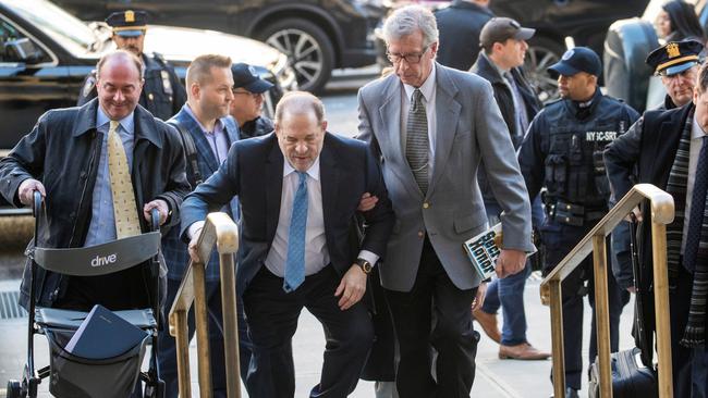 Harvey Weinstein arrives at Manhattan Supreme Court on Tuesday to hear the verdict. Picture: Reuters