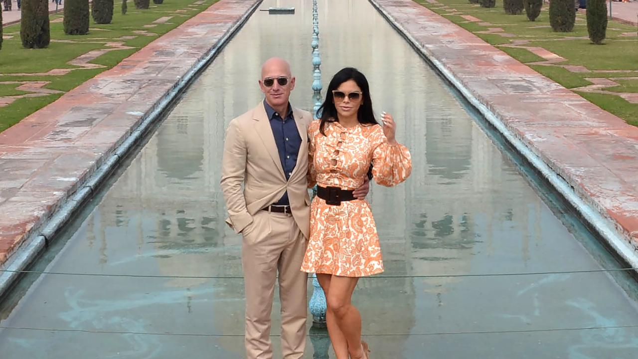 Mr Bezos and his girlfriend Lauren Sanchez have been splashing cash recently. Picture: Pawan Sharma / AFP