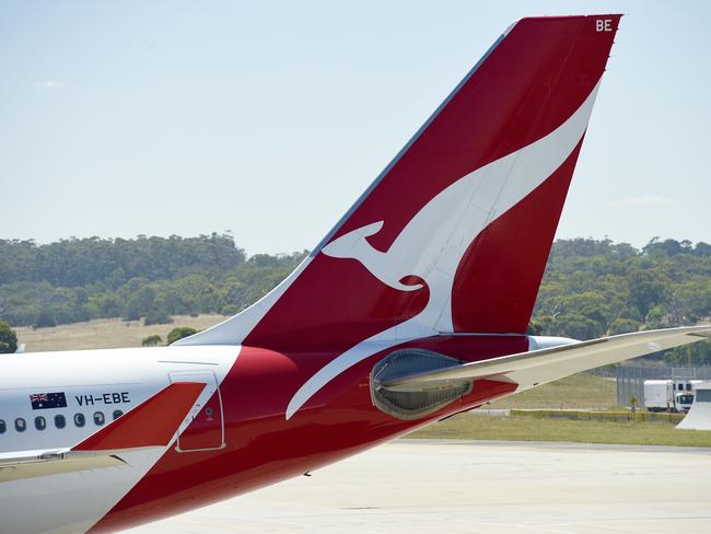 MELBOURNE, AUSTRALIA - NewsWire Photos MARCH 03, 2022: QANTAS plane tail fins at Tullamarine Melbourne Airport. Picture: NCA NewsWire / Andrew Henshaw