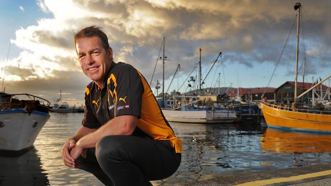 Alastair Clarkson at Constitution Dock in Hobart during his time as Hawks coach.