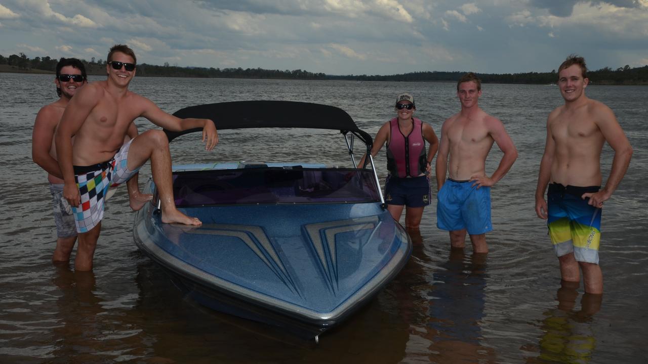 Hugh McPhail, Scott Kavney, Laura Axsentieff, Thomas Scott and Harvey Flynn enjoy their Saturday afternoon at Bjelke-Petersen Dam. Picture: Aiden Burgess/South Burnett Times