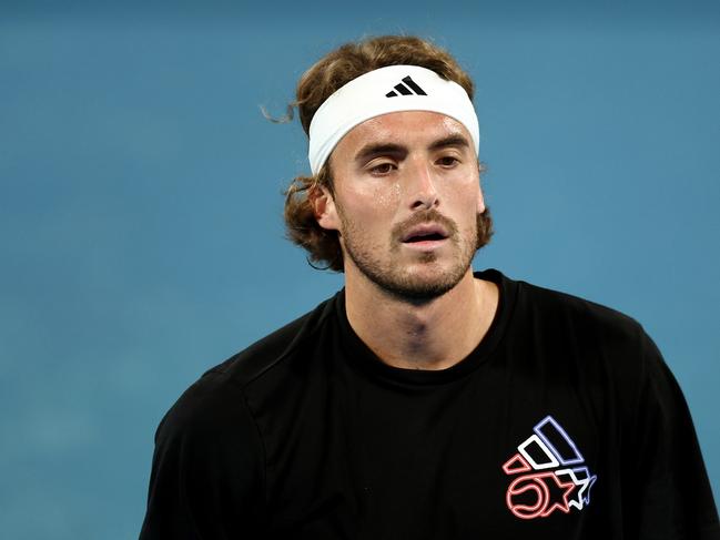 Stefanos Tsitsipas was taken aback by the new on-court coaching boxes. Picture: Getty Images