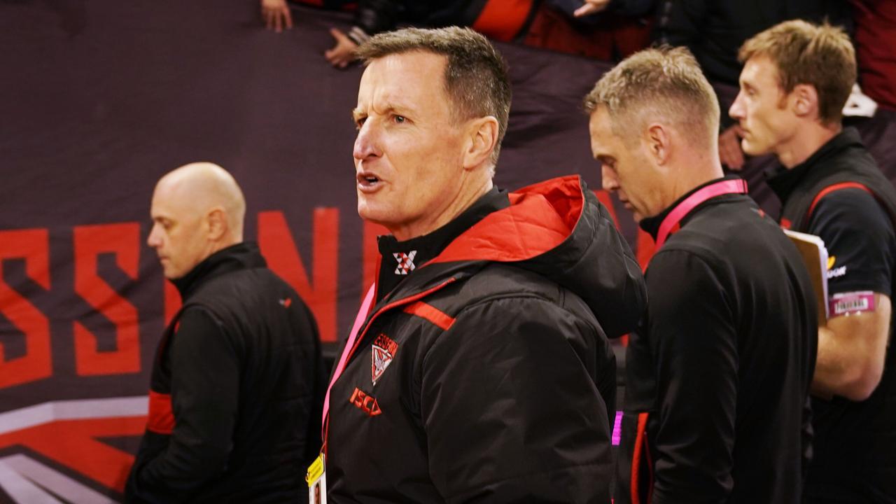 Bombers head coach John Worsfold after his side lost by 104 points to the Bulldogs.