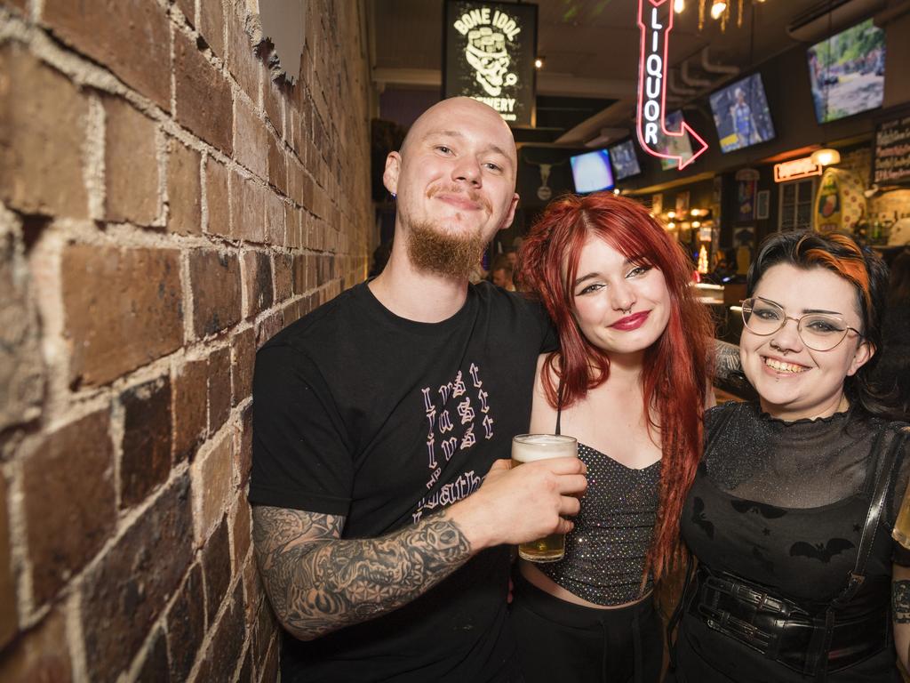 On New Year's Eve at Bone Idol bar are (from left) Anthony Smith, Haylie Wilkinson and Mickey Berry, Sunday, December 31, 2023. Picture: Kevin Farmer