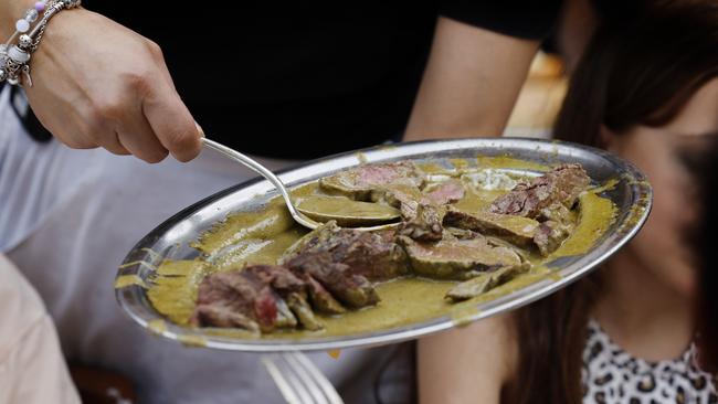 Steak frites is served up at Le Relais de Venise L’Entrecote. Picture: Michael Klein