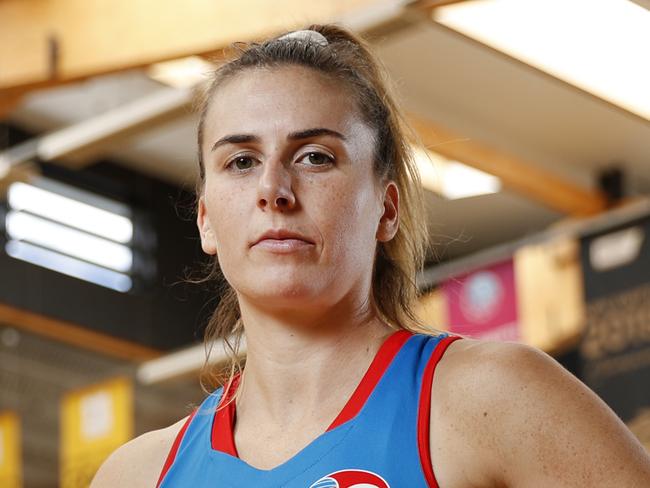 Netball star Maddy Proud had a concussion scare last season and spent a night in hospital. Maddy talks about the experience and the misconception that concussion is only a big issue in footy codes. Pictured at Netball Central at Sydney Olympic Park. Picture: Jonathan Ng