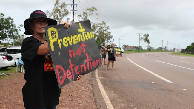 Close Don Dale protestors hold a demonstration for Invasion Day outside of the infamous prison for the third year in a row in 2024.