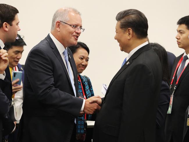 28/06/2019  Australian Prime Minister Scott Morrison meets with President Xi Jinping during the G20 in Osaka, Japan on June 28, 2019.  Picture: Adam Taylor Adam Taylor/PMO