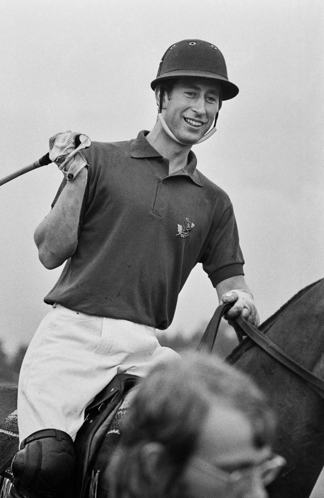 Prince Charles playing polo at Smith's Lawn in the Guards Polo Club at Windsor during his days as Britain’s most eligible bachelor. Picture: Evening Standard/Hulton Archive/Getty Images