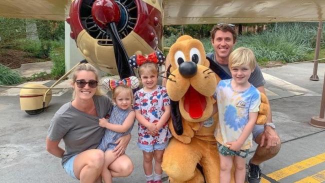 The Tobin family: Mum Emma, Bonnie (3) , Paige (6), Dad Luke and Kieren (7) at Disneyland in California.
