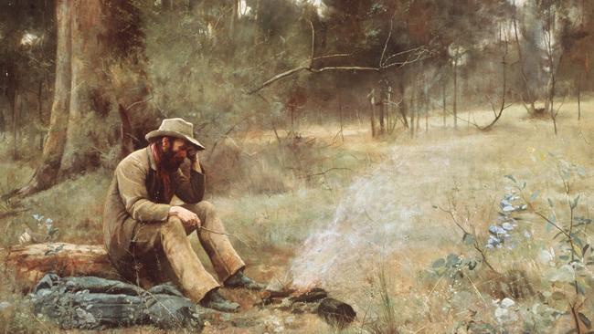 Frederick McCubbin's 1889 painting ‘Down on his Luck’ prior to its defacing.