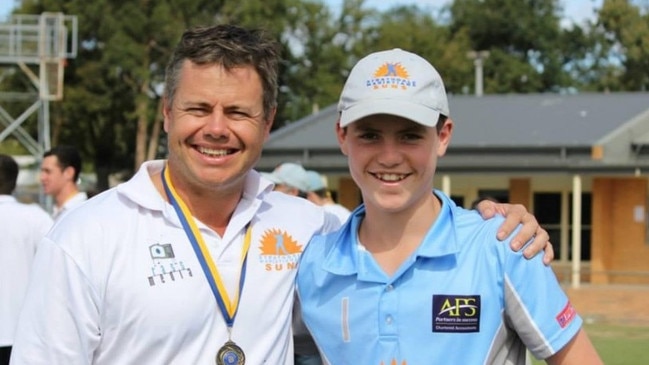 Bendigo athlete Jed Zimmer, right, as a year seven student, with his uncle Ben Irwin.